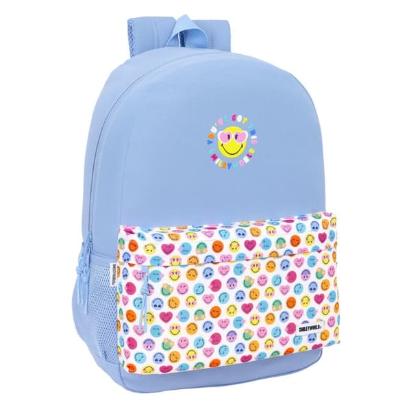 Skoletaske Smiley Joyful Blå Multifarvet 30 x 46 x 14 cm