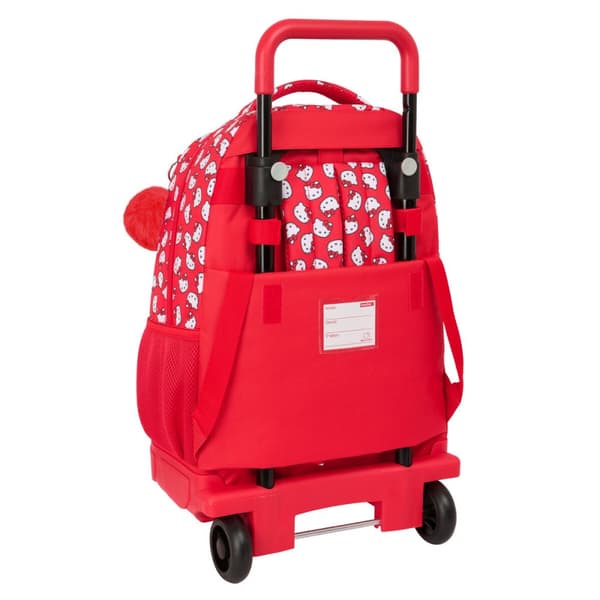Skolerygsæk med Hjul Hello Kitty Iconic Hvid Rød 33 x 45 x 22 cm