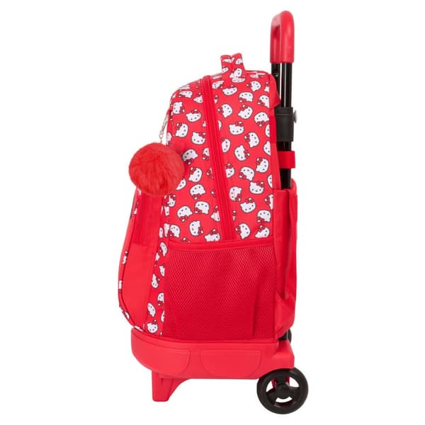Skolerygsæk med Hjul Hello Kitty Iconic Hvid Rød 33 x 45 x 22 cm