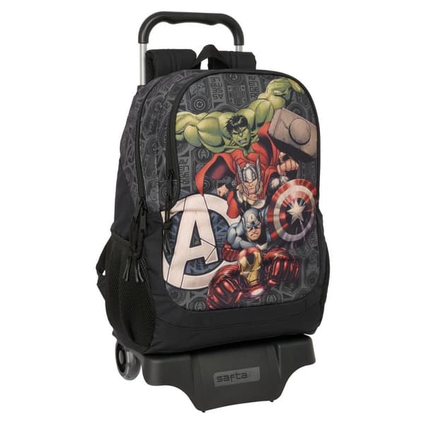 Skolerygsæk med Hjul The Avengers Vendetta Sort 32 x 44 x 16 cm