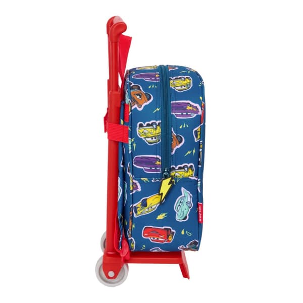 Skolerygsæk med Hjul Cars Racing Marineblå 22 x 27 x 10 cm