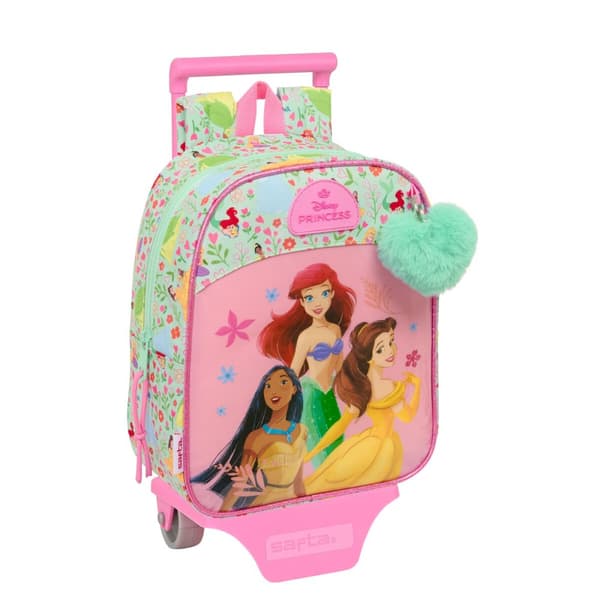Skolväska med hjul Disney Princess Bloom Grön Rosa 22 x 27 x 10 cm