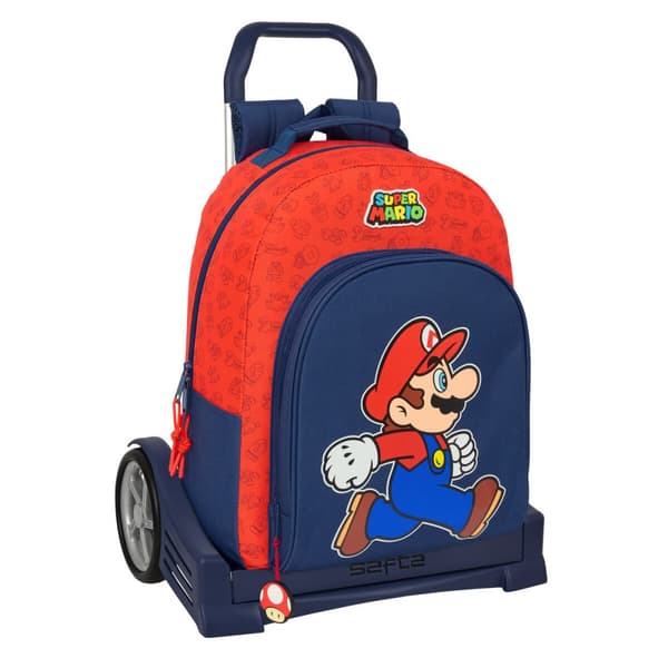 Reppu pyörillä Super Mario Trick Punainen Tummansininen 32 x 42 x 15 cm