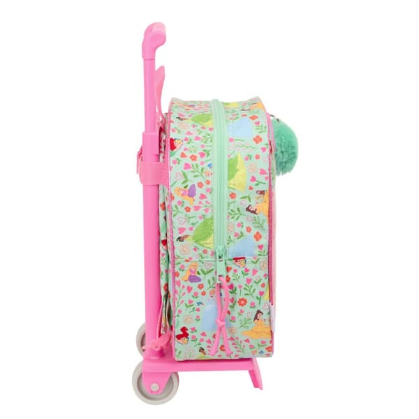 Skolväska med hjul Disney Princess Bloom Grön Rosa 22 x 27 x 10 cm