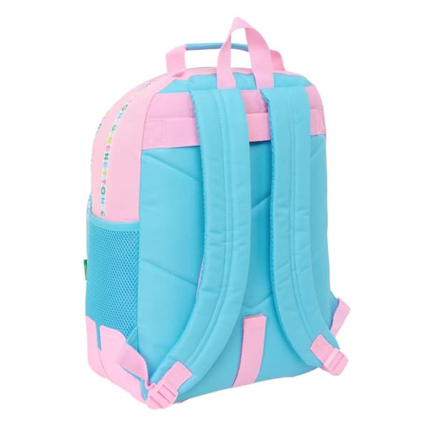 Skolryggsäck Benetton Unique Rosa Turkos 32 x 42 x 15 cm