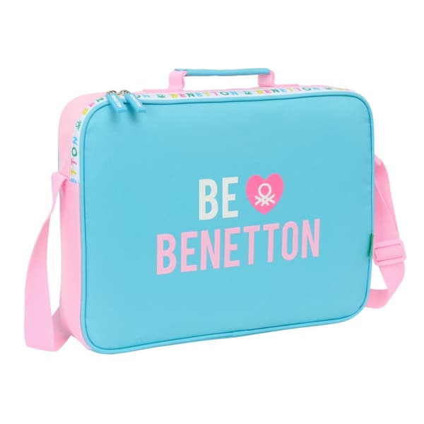 Skole skoletaske Benetton Unique Pink Turkisblå 38 x 28 x 6 cm