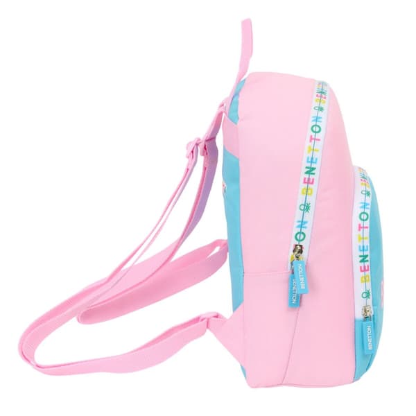 Casual Rygsæk Benetton Unique Pink Turkisblå 25 x 30 x 13 cm