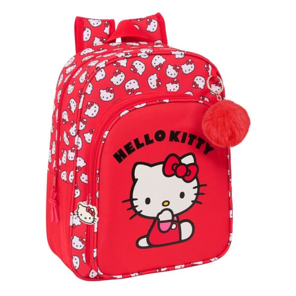Skoletaske Hello Kitty Iconic Hvid Rød 26 x 34 x 11 cm