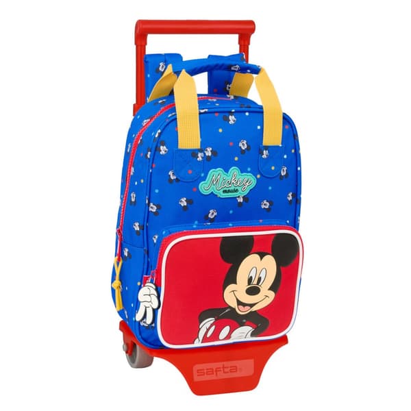 Skolerygsæk med Hjul Mickey Mouse Clubhouse Good day Blå 20 x 28 x 8 cm