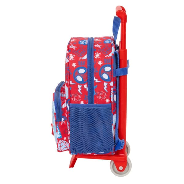 Skolerygsæk med Hjul Spider-Man Rescue Blå Rød 22 x 27 x 10 cm