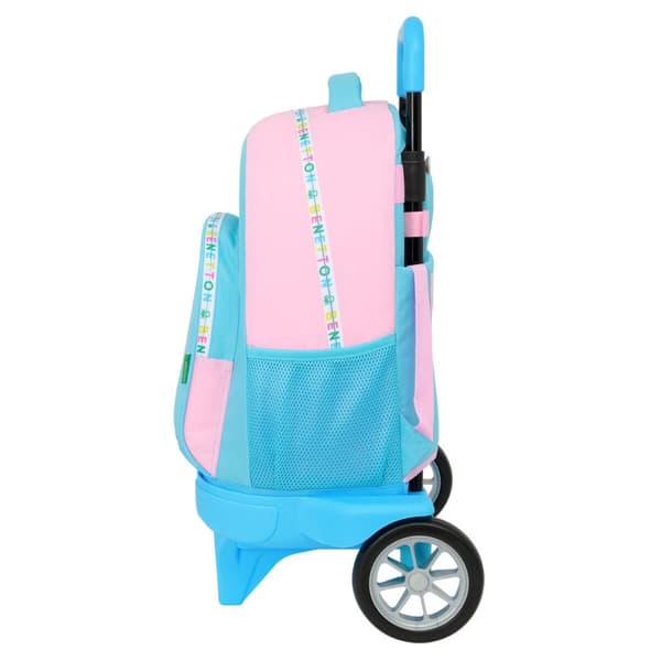 Reppu pyörillä Benetton Unique Pinkki Turkoosi 33 x 45 x 22 cm