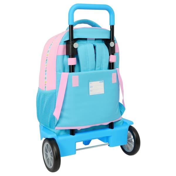 Reppu pyörillä Benetton Unique Pinkki Turkoosi 33 x 45 x 22 cm