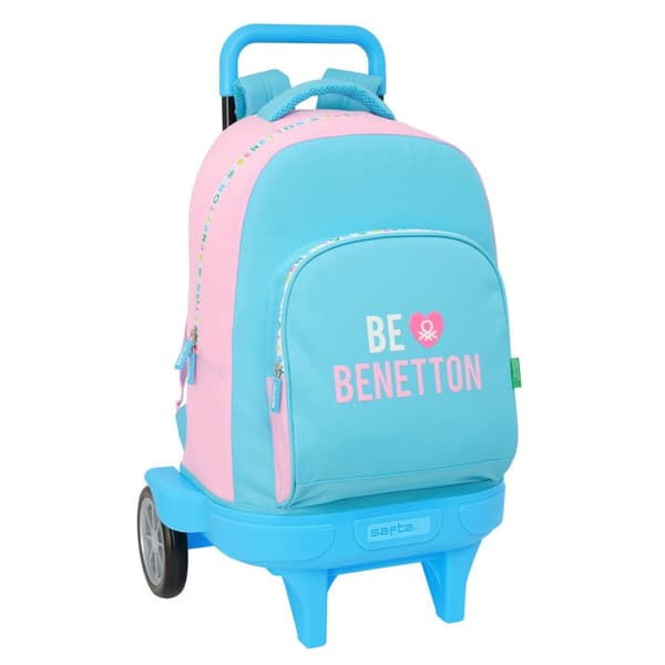 Reppu pyörillä Benetton Unique Pinkki Turkoosi 33 x 45 x 22 cm