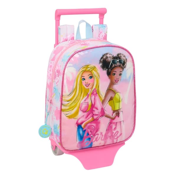 Reppu pyörillä Barbie Painterly Pinkki Taivaansininen 22 x 27 x 10 cm