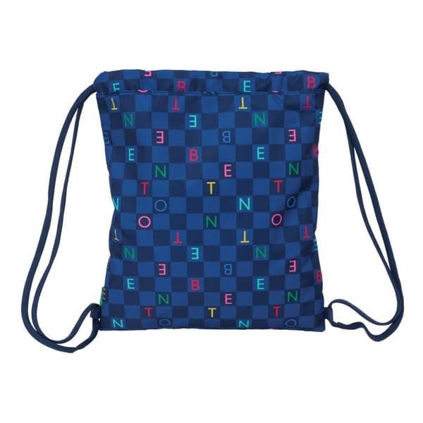 Skopåse med remmar Benetton Damero Marinblå 35 x 40 x 1 cm