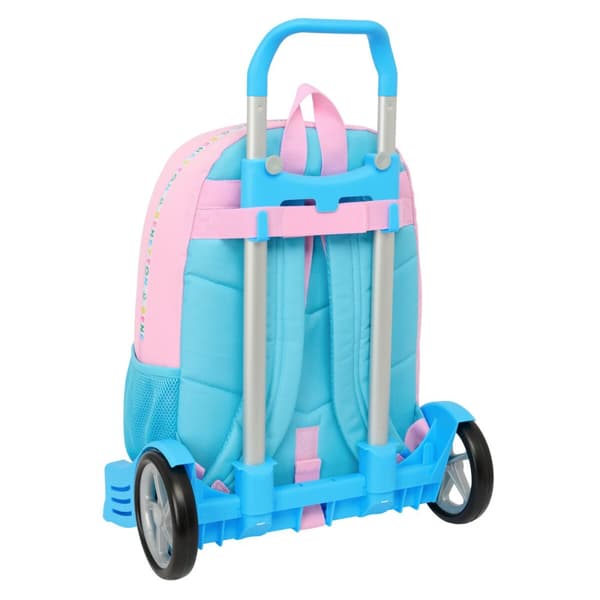 Reppu pyörillä Benetton Unique Pinkki Turkoosi 30 x 46 x 14 cm