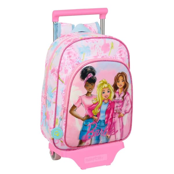 Skolväska med hjul Barbie Painterly Rosa Himmelsblå 26 x 11 x 67 cm 26 x 34 x 11 cm