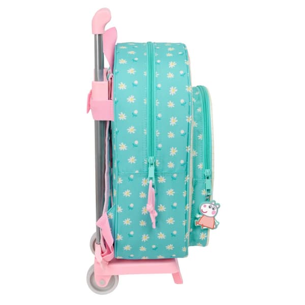 Reppu pyörillä Peppa Pig Pretty flowers Keltainen Mintunvihreä 26 x 11 x 67 cm 26 x 34 x 11 cm