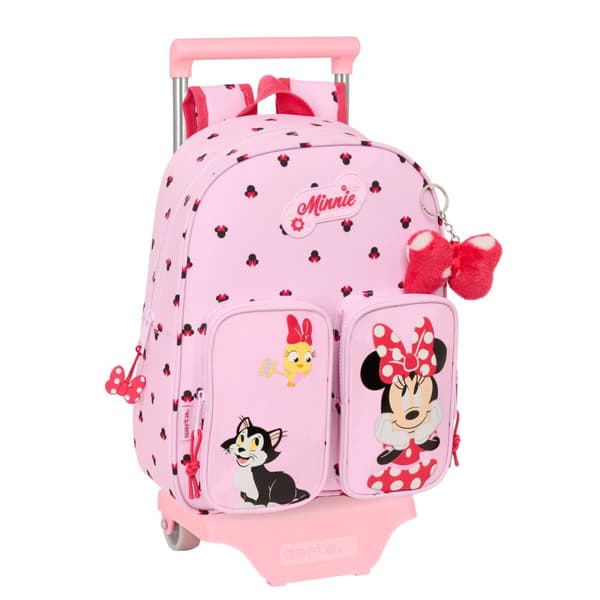Skolväska med hjul Minnie Mouse Naive Rosa 28 x 34 x 10 cm
