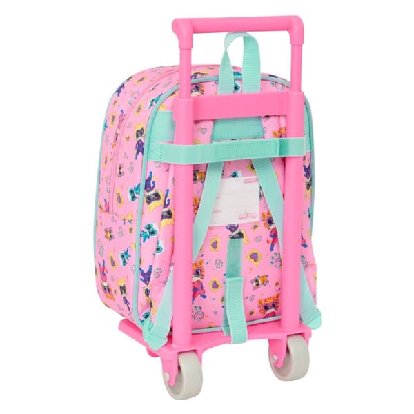 Skoleryggsekk med Hjul SuperKitties Rosa Turkis 22 x 27 x 10 cm