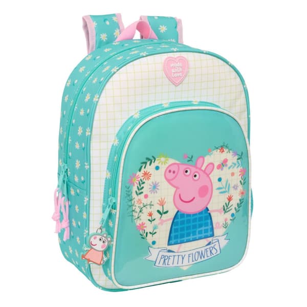 Koululaukku Peppa Pig Pretty flowers Keltainen Mintunvihreä 26 x 34 x 11 cm