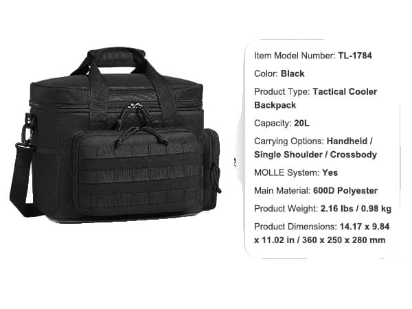 VEVOR Taktisk Rygsæk, 25L Kapacitet, MOLLE System,20L Køleskab