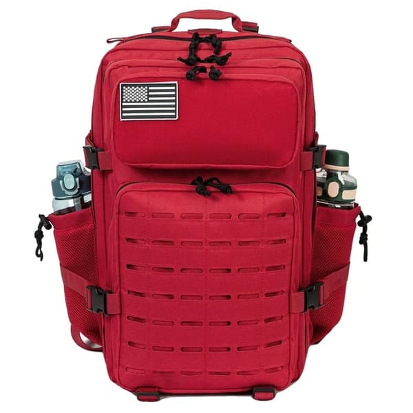Taktisk Militär Ryggsäck, 45L Kapacitet, Hållbart Polyester Material,45L Röd