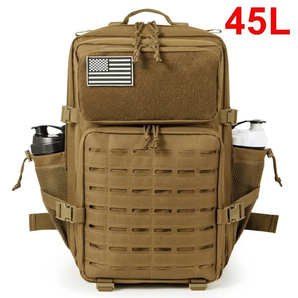 Taktisk Militär Ryggsäck, 45L Kapacitet, Hållbart Polyester Material,45L Khaki