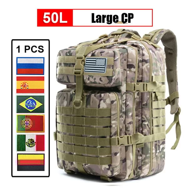 Multifunktionel Militær Vandrebags, 50L Kapacitet, Holdbart 900D Nylon,50L CP