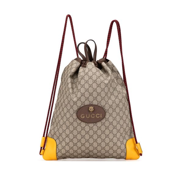 Pre-owned Gucci GG Supreme Animalier Backpack Brown