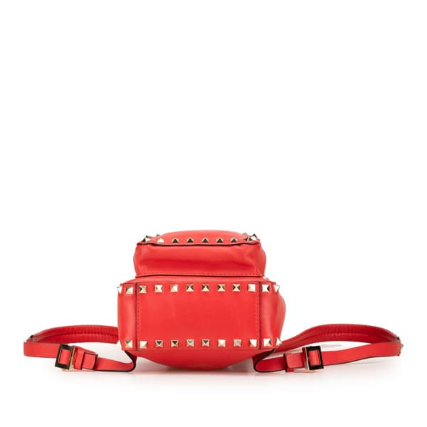 Pre-owned Valentino Mini Calfskin Rockstud Backpack Red
