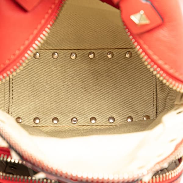 Pre-owned Valentino Mini Calfskin Rockstud Backpack Red