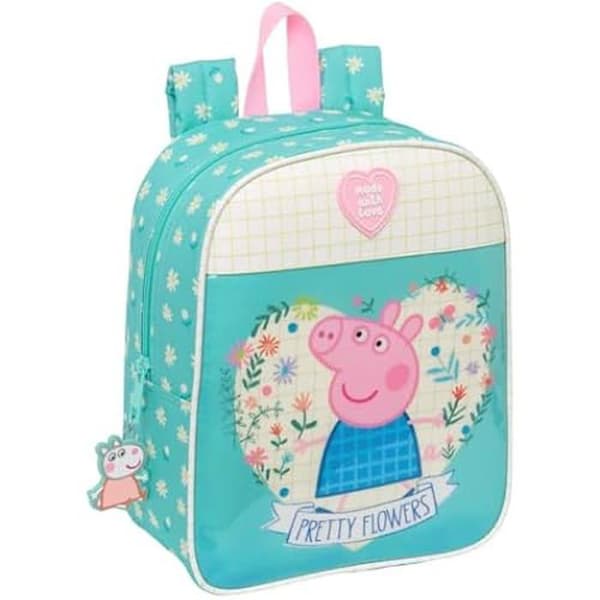 Barnryggsäck - SAFTA - PEPPA Pig Pretty Flowers - Rosa - Anpassningsbar till vagn - Bekväm