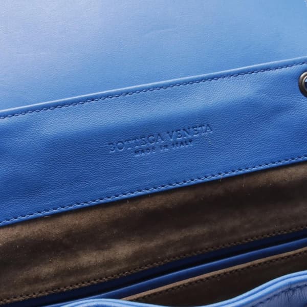Pre-owned Bottega Veneta Leather Intrecciato Backpack Blue