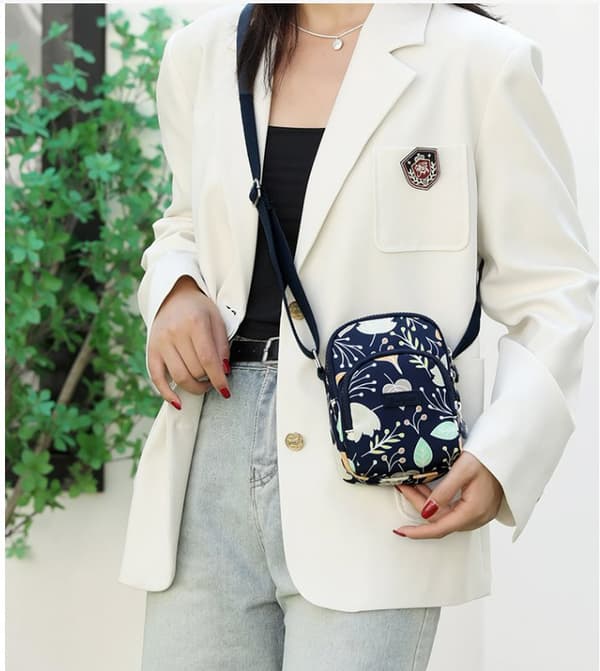 INF Stilfuld Nylon Crossbody Telefon Taske med Flere Lommer