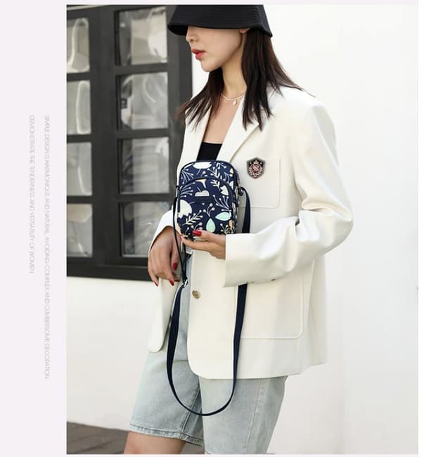 INF Stilfuld Nylon Crossbody Telefon Taske med Flere Lommer