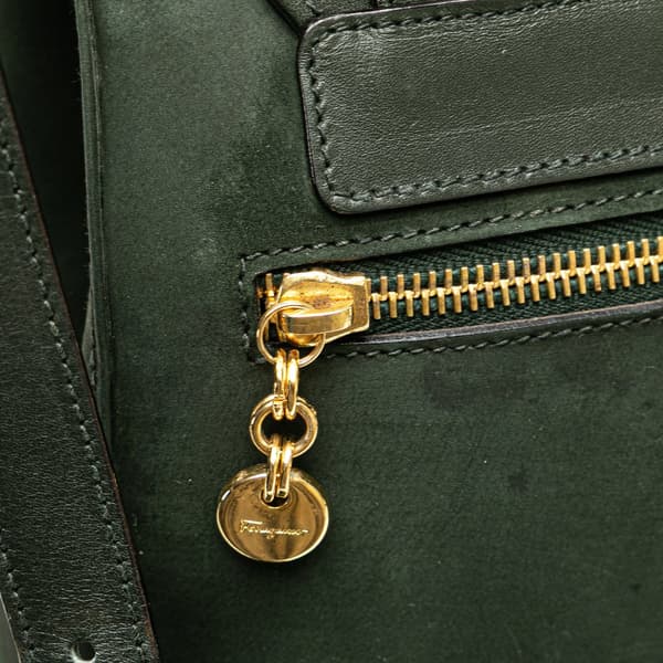 Pre-owned Ferragamo Vara Suede Backpack Green