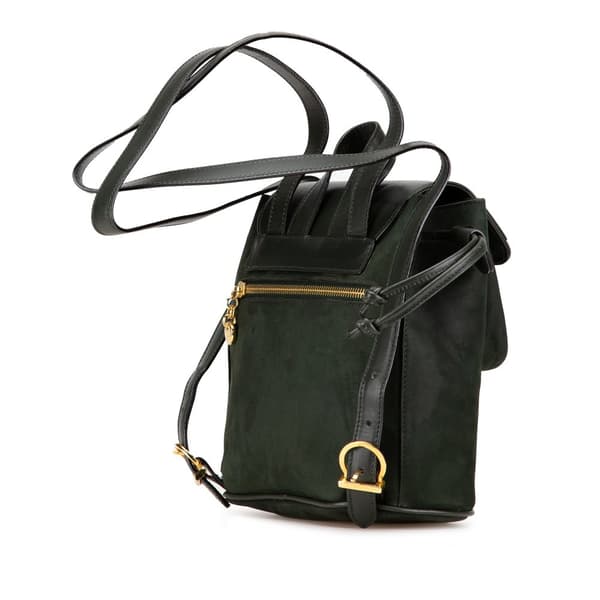 Pre-owned Ferragamo Vara Suede Backpack Green