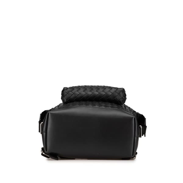 Pre-owned Bottega Veneta Nappa Intrecciato Front Pocket Backpack Black