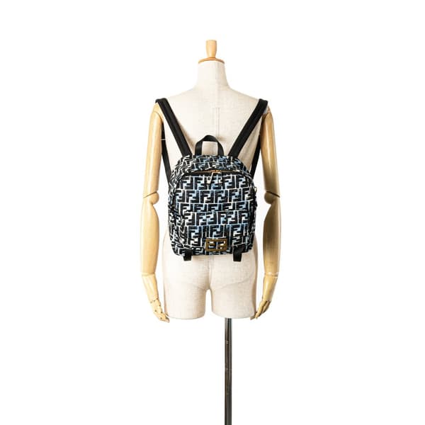 Pre-owned Fendi Joshua Vides Small Nylon Baguette Backpack Blue