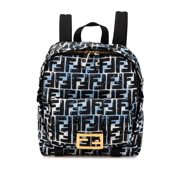 Pre-owned Fendi Joshua Vides Small Nylon Baguette Backpack Blue