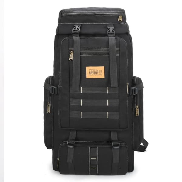 80L rygsæk, vandtæt 600D nylon, unisex design,sort