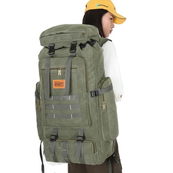 80L rygsæk, vandtæt 600D nylon, unisex design,hærgrøn