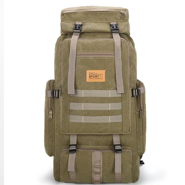80L Ryggsäck, Vattentät 600D Nylon, Unisex Design,Khaki