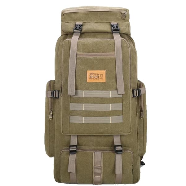 80L rygsæk, vandtæt 600D nylon, unisex design,Khaki