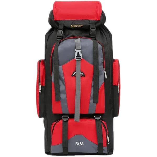80L Camping Rygsæk, Vandtæt Design, Unisex Tilgængelighed,rød