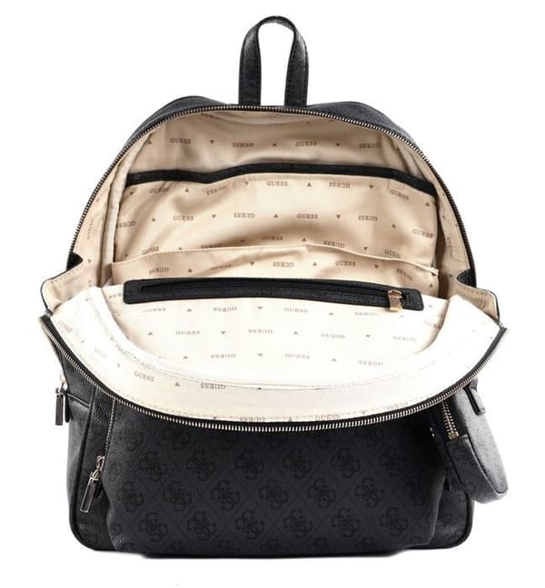 GUESS Mörkgrå ryggsäck för kvinnor - Power Play Tech Backpack L Coal Logo 253261