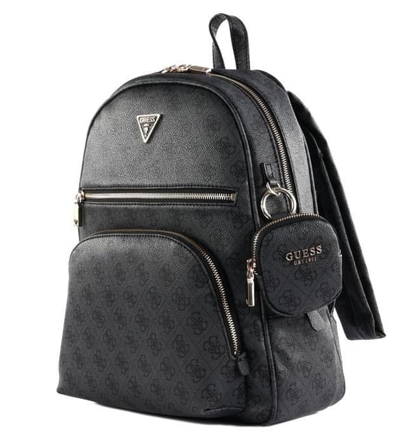 GUESS Mörkgrå ryggsäck för kvinnor - Power Play Tech Backpack L Coal Logo 253261
