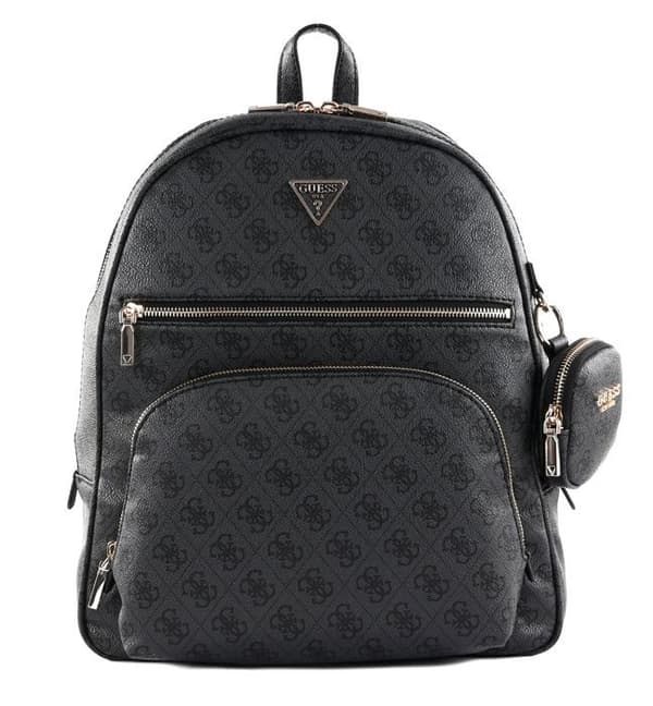GUESS Mörkgrå ryggsäck för kvinnor - Power Play Tech Backpack L Coal Logo 253261
