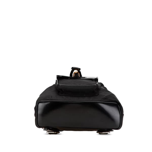 Pre-owned Gucci Mini Bamboo Nylon Backpack Black